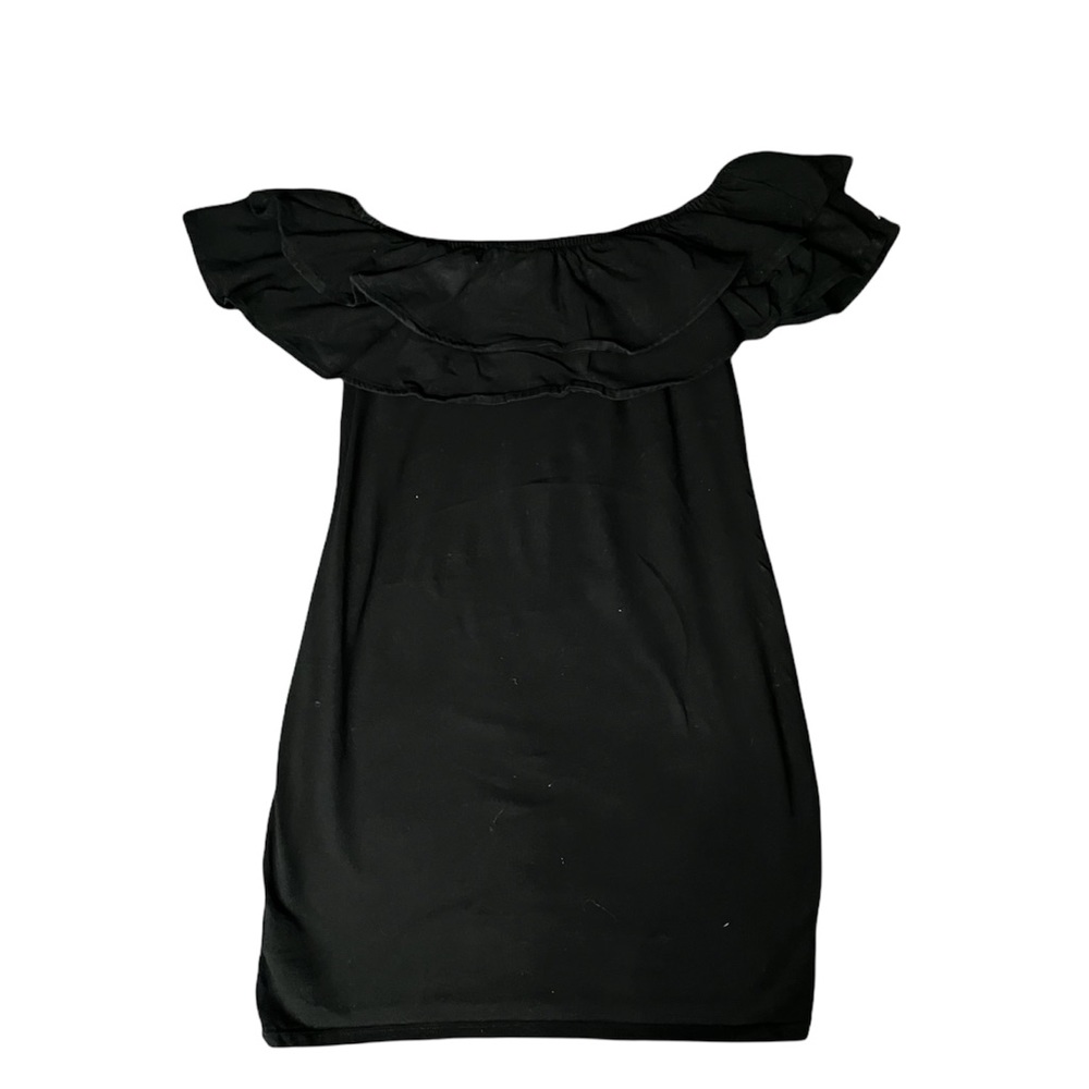 ‼️Any 2 for $20‼️: Ruffle Off Shoulder Black Midi Dress